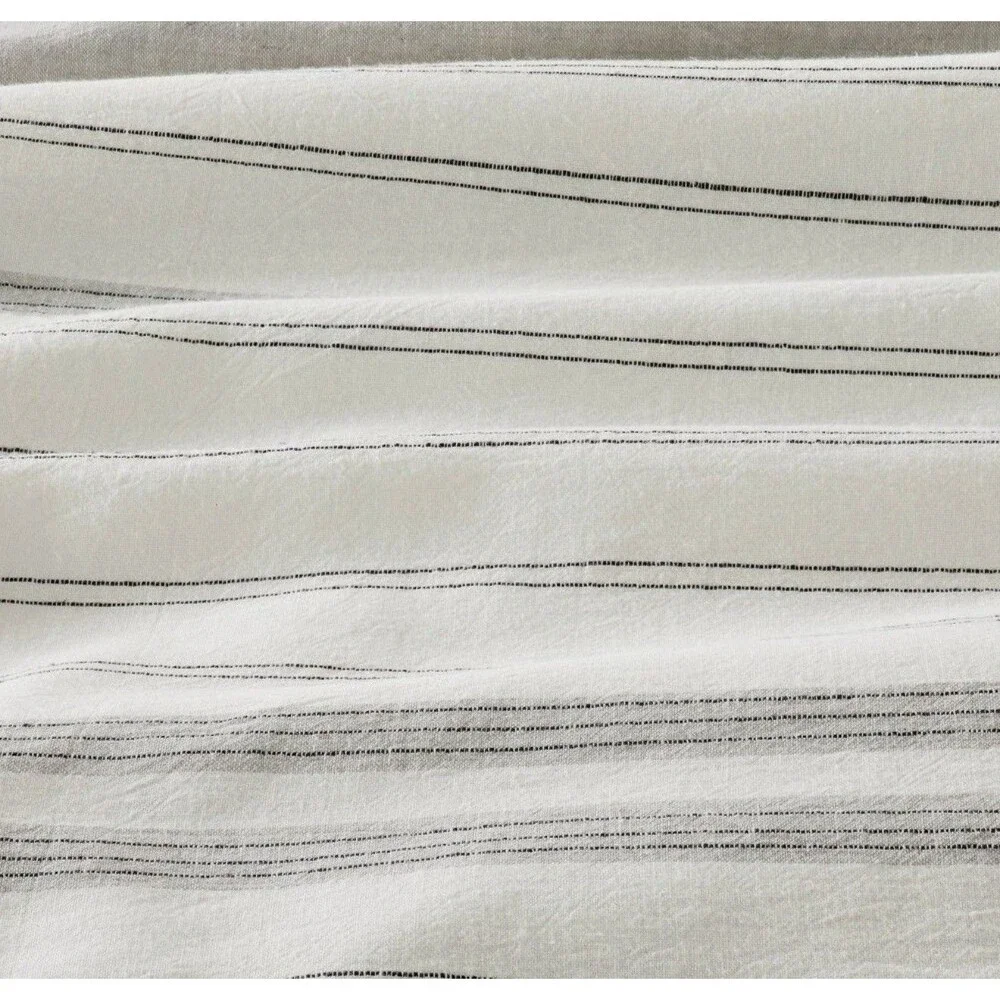 3pc King Alternating Pinstripe Comforter & Sham Set Gray/Cream - Hearth & Hand